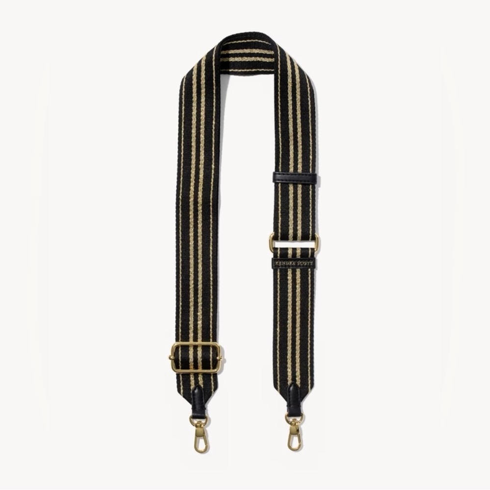 Kendra Scott Black and Gold bag straps 
Length 32”